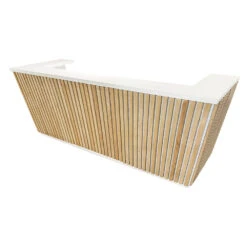 KENTO Reception Desk 240cm - Timber Slat Acoustic White & Oak(Kento Reception Desk 240cm Timber Slat Acoustic White Oak) -Modern Furniture 2400mmTopview 1000