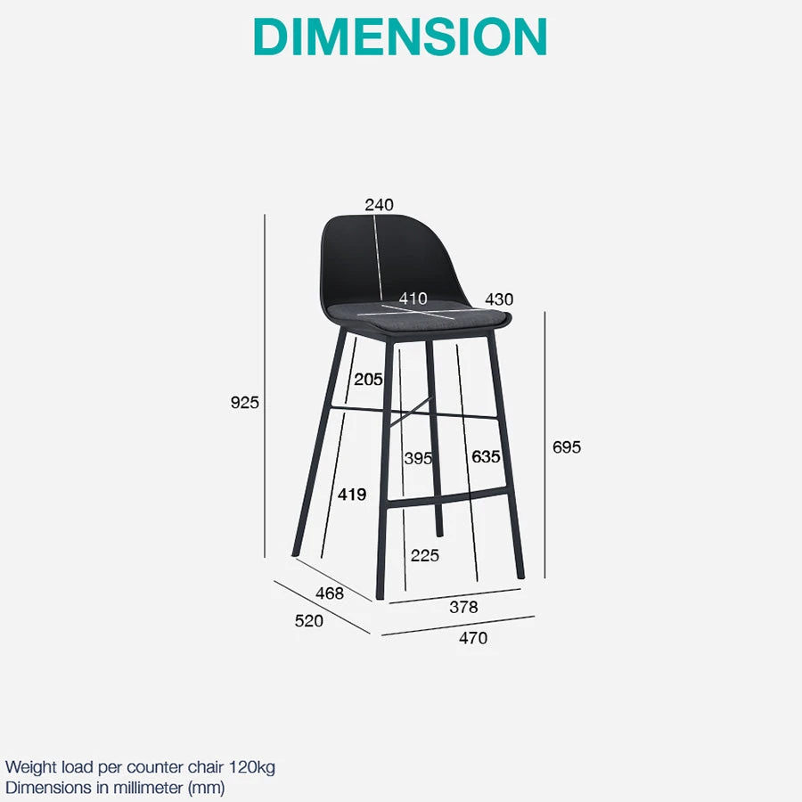 LAXMI Counter Stool - Black(Laxmi Counter Stool White Black) 10 LAXMI Counter Stool - Black(Laxmi Counter Stool White Black) - Image 8