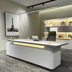 LUSH Executive Desk Right Return 240cm - White & Taupe(Lush Executive Desk Right Return 240cm Grey) -Modern Furniture 2 ac83ccfd a845 4bfe be42 d256468f64df 1