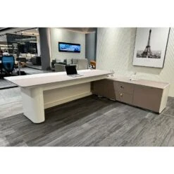 LUSH Executive Desk Left Return 240cm - White & Taupe(Lush Executive Desk Left Return 240cm Grey) 28 LUSH Executive Desk Left Return 240cm - White & Taupe(Lush Executive Desk Left Return 240cm Grey) -Modern Furniture 3 1