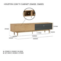 HOUSTON Entertainment TV Unit 200cm -Natural & Grey(Houston Entertainment Tv Unit 200cm Natural Grey) -Modern Furniture 336022dimensions 800