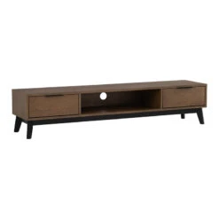 MALTON Entertainment TV Unit 180cm - Walnut & Black(Malton Entertainment Tv Unit 180cm Walnut Black)
