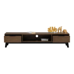 MALTON Entertainment TV Unit 180cm - Walnut & Black(Malton Entertainment Tv Unit 180cm Walnut Black) -Modern Furniture 336028 3800