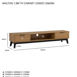 MALTON Entertainment TV Unit 180cm - Walnut & Black(Malton Entertainment Tv Unit 180cm Walnut Black) -Modern Furniture 336028 W800