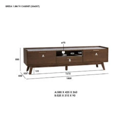 BREDA Entertainment TV Unit 180cm - Walnut(Breda Entertainment Tv Unit 180cm Walnut) -Modern Furniture 336057TVUnitdms 800