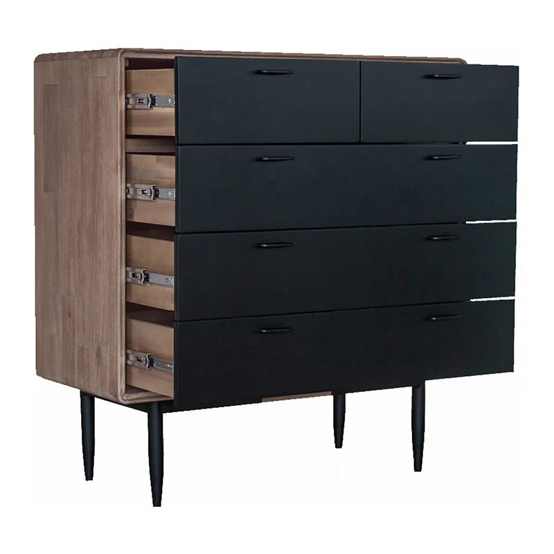 Binder Tall Sideboard 140cm Acacia Solid Wood - Sandblast & Black(Binder Tall Sideboard 140cm Acacia Solid Wood Grey Black) 4 Binder Tall Sideboard 140cm Acacia Solid Wood - Sandblast & Black(Binder Tall Sideboard 140cm Acacia Solid Wood Grey Black) - Image 2
