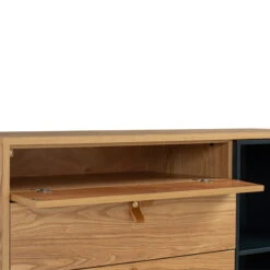 CASTOR Sideboard Buffet 125cm - Natural, Navy Blue & Black(Castor Sideboard 125cm Natural Blue Black) -Modern Furniture 344024 D14800
