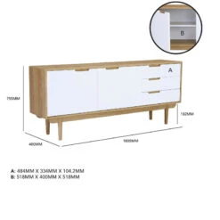NAKULA Sideboard Buffet 180cm - Natural & White(Nakula Sideboard 180cm Natural White) -Modern Furniture 346023dms 800