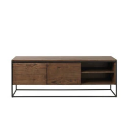 RIVOLI TV Entertainment Unit 1.55M -Smoked Oak / Black(Rivoli Tv Entertainment Unit 1 55m Brushed Smoked Oak)
