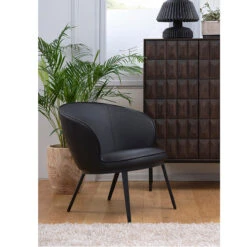 Modern Furniture -Modern Furniture 41180000GAINLOUNGEBLACKFAUXLEATHER R1 800