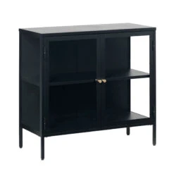 CARMEL 2 Glass Doors Sideboard 90cm - Black(Carmel Sideboard 2 Doors 90cm Black)