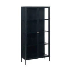 CARMEL 2 Door Glass Display Cabinet 90x190cm - Black(Carmel Glass Cabinet 90x190cm Black)