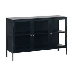 CARMEL 3 Glass Doors Sideboard 132cm - Black(Carmel Sideboard 3 Doors 132xcm Black)