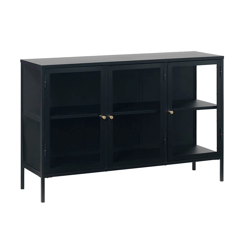 CARMEL 3 Glass Doors Sideboard 132cm - Black(Carmel Sideboard 3 Doors 132xcm Black) 3 CARMEL 3 Glass Doors Sideboard 132cm - Black(Carmel Sideboard 3 Doors 132xcm Black)