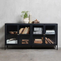 CARMEL 4 Glass Doors Sideboard 170xcm - Black(Carmel Sideboard 4 Doors 170xcm Black) -Modern Furniture 42270600CARMELSIDEBOARD4SECTION R2 800