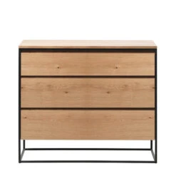 RIVOLI Chest Of 3 Drawers - Natural Oak / Black(Rivoli Chest Of 3 Drawers Natural Oak Black)
