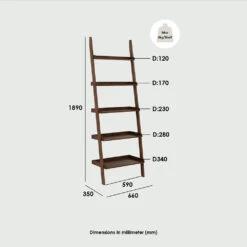 MILT Leaning Bookcase 66cm - Black(Milt Leaning Bookcase 66cm Black) -Modern Furniture 522042Miltdimensions 1000