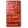 Red Joy Happiness Family Wooden Wall Hanging In Antique Red(Wooden Wall Hanging In Antique Red) -Modern Furniture 5387