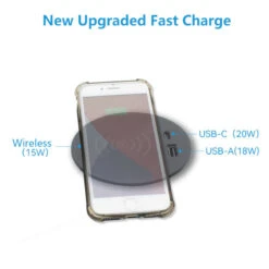 In Desk Wireless Charging & USB Cable Cubby Management Dock - 9cm - Black(Desk Wireless Charger Black) -Modern Furniture 7 800