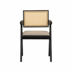KAIRI Dining Chair - Black & Rattan(Calibra 3 Seater Lounge Chair Grey) -Modern Furniture 96