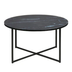 KOLINA Marble Glass Round Coffee Table 80cm - Black(Kolina Marble Glass Round Coffee Table 80cm Black) -Modern Furniture AC 0000069558 b 800