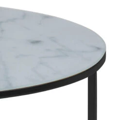 KOLINA Glass Marble Round Coffee Table 80cm - White(Kolina Glass Marble Round Coffee Table 80cm White) -Modern Furniture AC 0000086238 c 800