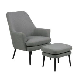 KENDRA Lounge Chair With Footstool - Grey(Kendra Lounge Chair With Footstool Grey)