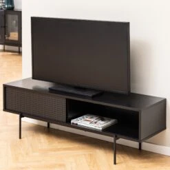 KREMAN Entertainment TV Unit 140cm - Black(Kreman Sideboard Buffet 140cm Black Copy) -Modern Furniture AC 0000090711 b 2000