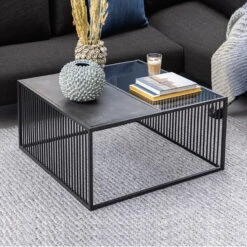 STRINGTON Square Coffee Table 80cm - Black Marble Effect(Strington Coffee Table 80cm Black) -Modern Furniture AC 0000096000Lifestyle3 800