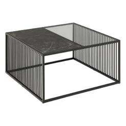 STRINGTON Square Coffee Table 80cm - Black Marble Effect(Strington Coffee Table 80cm Black)