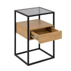 RANDOLF Side Table/Bedside Table 40cm - Natural & Black(Randolf Bedside Table 40cm Natural Black) -Modern Furniture AC 0000096333 a 800
