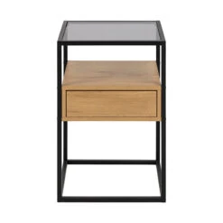 RANDOLF Side Table/Bedside Table 40cm - Natural & Black(Randolf Bedside Table 40cm Natural Black) -Modern Furniture AC 0000096333 b 800