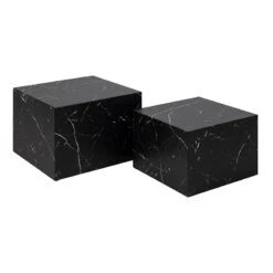 DICE Nest Of 2 Square Coffee Tables - Black Marble Effect(Dice Nest Of 2 Square Tables Black)