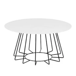 CYRUS Glass Coffee Table 80cm - White & Black(Cyrus Glass Coffee Tables 80cm White)