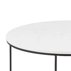 LUCIO Round Marble Coffee Table 80cm - White & Black(Lucio Marble Coffee Table 80cm White Black) -Modern Furniture AC H000017593 acloseup1 800