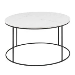 LUCIO Round Marble Coffee Table 80cm - White & Black(Lucio Marble Coffee Table 80cm White Black) -Modern Furniture AC H000017593 b 800
