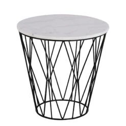 DARBY Side Table Marble 50cm - White(Darby Side Table Marble 50cm White)