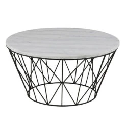 DARBY Coffee Table Marble 80cm - White(Darby Coffee Table Marble 80cm White)