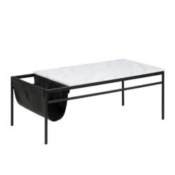 DARIEN Marble Coffee Table 115cm - White & Black(Darien Marble Coffee Table 115cm White Black)