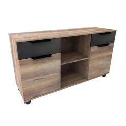 AFTAN Credenza 120cm - Warm Oak & Black(Aftan Credenza 1 2m Mahogany Black)