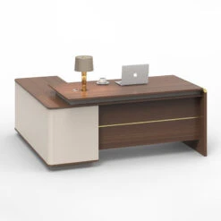 ANDERSON Executive Desk 2.0M Reversible - Hazelnut & Beige(Anders Executive Desk With Return 2m Au Gold Oak) -Modern Furniture ANDERSExecutiveDesk DF DG02 D0120 b800