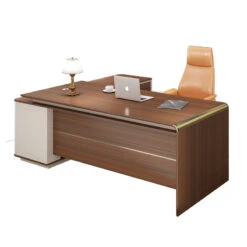 ANDERSON Executive Desk 2.0M Reversible - Hazelnut & Beige(Anders Executive Desk With Return 2m Au Gold Oak) -Modern Furniture ANDERSExecutiveDesk DF DG02 D0120 c800