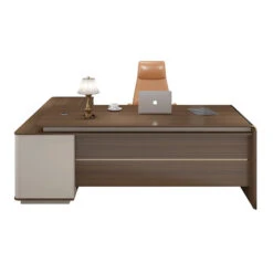 ANDERSON Executive Desk 2.0M Reversible - Hazelnut & Beige(Anders Executive Desk With Return 2m Au Gold Oak) -Modern Furniture ANDERSExecutiveDesk DF DG02 D0120 d800