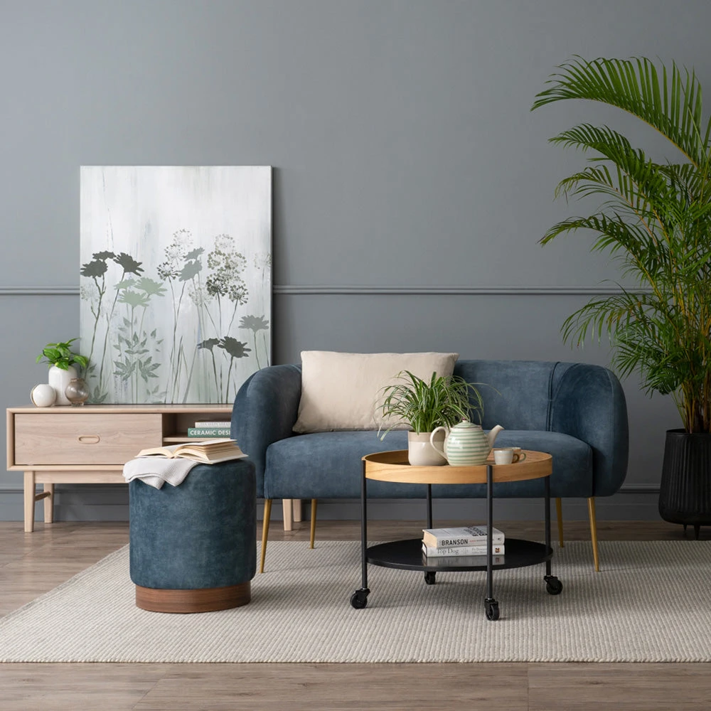 AURA Ottoman 37.5cm - Sapphire & Walnut(Aura Ottoman 37 5cm Sapphire Walnut) 4 AURA Ottoman 37.5cm - Sapphire & Walnut(Aura Ottoman 37 5cm Sapphire Walnut) - Image 2