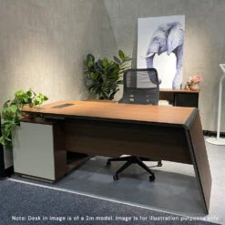 ANDERS Executive Desk Reversible Return 2.2M - Hazelnut & Beige(Anders Executive Desk Reversible Return 2 2m Australian Gold Oak Beige) -Modern Furniture AndersAngle22400mm Right 1000copy
