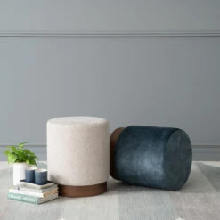 AURA Ottoman 37.5cm - Sapphire & Walnut(Aura Ottoman 37 5cm Sapphire Walnut) 20 AURA Ottoman 37.5cm - Sapphire & Walnut(Aura Ottoman 37 5cm Sapphire Walnut) -Modern Furniture AuraPouf236104236105 1000