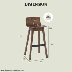 AVA Bar Stool - Black & Walnut(Ava Bar Stool In Black Ash) -Modern Furniture AvaBarStooldms 800