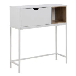 BATLEY Study Desk Console 91.5cm - White & Natural(Batley Study Desk Console 91 5cm White Natural)