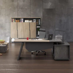 BAXTER Display Cabinet 190cm - Acacia & Carbon Grey(Baxter Display Cabinet 1 9m Acacia Carbon Grey) -Modern Furniture BAXTERDisplayUni MF 14BZJ001 2NEW 800