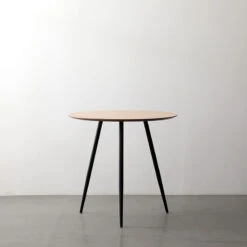 GINNY Round Dining Table 80cm - Natural & Black(Ginny Round Dining Table 80cm Natural Black) -Modern Furniture BB T001 80 1 800